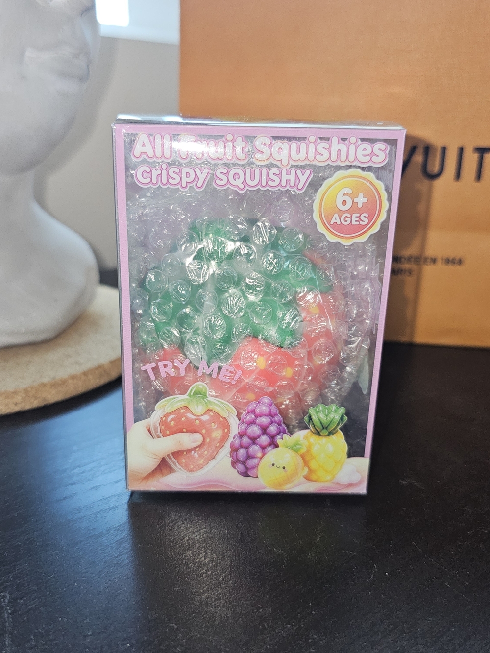 New in Package. Crispy Squishy Fruit Stress Toy - Strawberry
